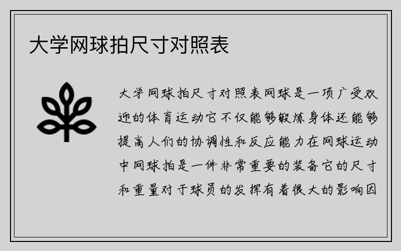 大学网球拍尺寸对照表